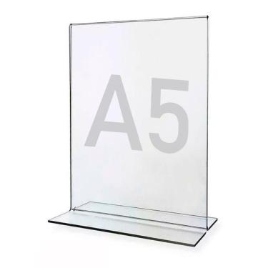 Imagem de Display Expositor T A5 15x21cm Acrílico Ps Cristal Balcão