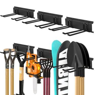 Imagem de Zmiky Organizador de ferramentas de garagem, suporte de parede 122 cm - 6 ganchos resistentes, capacidade de 163 kg, organização de garagem e rack de armazenamento para vassoura, ancinho e equipamento