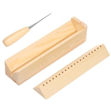 Imagem de KHZSPP Kit de suporte para encadernação de livros de madeira, ferramenta de perfuração para encadernação com furador para artesanato de livros, superfície lisa polida, resistente e durável, guia fácil