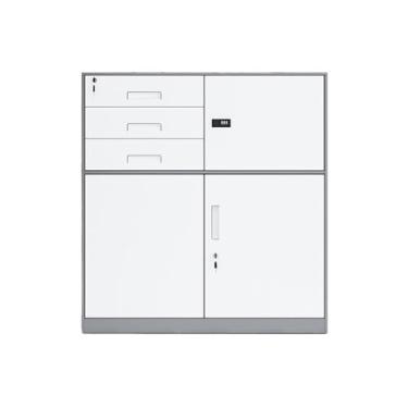 Imagem de Armário de Arquivos Armário de arquivo ferro armário curto escritório armazenamento dados varanda estante com bloqueio pequeno(Gray)