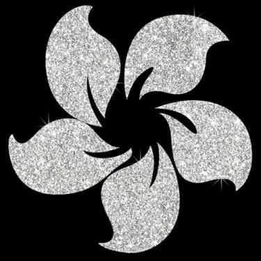 Imagem de Adesivo de decalque brilhante de cinco pétalas de flor brilhante vinil impermeável fácil de aplicar para garrafa de água de carro, laptop, parede, janela, janela (branco)