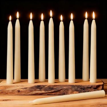 Imagem de AGLARY Pacote com 10 velas brancas de cera de abelha pura, 20 cm, sem cheiro com mechas de algodão – Caixa de papel reciclável e purificadora de ar.