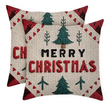 Imagem de ANNA QUEEN Conjunto de fronhas padrão de Natal de 5,5 x 45,7 cm, fronhas de Natal para decoração de casa de sofá (árvore de Natal cerejeira)