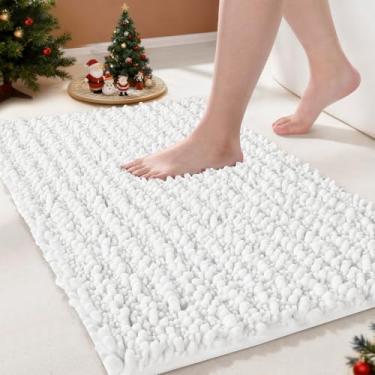 Imagem de (60cm x 43cm , Bright White) - Yimobra Original Luxury Shaggy Bath Mat, Soft and Cosy, Super Absorbent Water, Non-Slip, Machine-Washable, Thick Modern for Bathroom Bedroom (60cm x 43cm , Beige)
