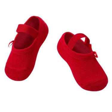 Imagem de Meia Puket Recém Nascido RN Boneca Rosa Vermelho, Vermelho, 0- 4 M