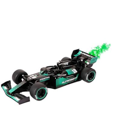 Imagem de Carrinho de Corrida RC, 22cm, com Controle Remoto, LED, Bateria Recarregável, Escala 1:16, Efeito de Fumaça (Preto)