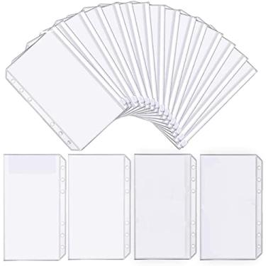 Imagem de Yinhing Bolsos A6 12pcs Transparente PVC Pasta Zip Plástico Envelopes de Orçamento de 6 Buracos para Contas, Cartões, Fotos (Saco com zíper A6)
