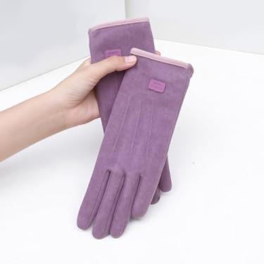 Imagem de Luvas de lã unissex de inverno】 Luvas térmicas para esportes ao ar livre para ciclismo, dirigir, esqui e caminhadas - Proteção das mãos à prova de vento para clima frio para homens e mulheres (roxa)