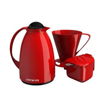 Imagem de Kit Café Prático Vermelho Açucareira Garrafa Térmica Filtro