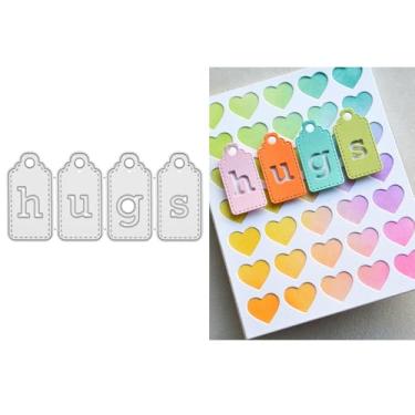 Imagem de DzIxY Hugs Conjunto de moldes de corte de metal com etiqueta inglesa para fazer cartões, conjunto de recortes de papel, estêncil, suprimentos, modelos de máquina