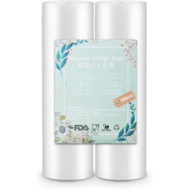 Imagem de Olayks Rolos seladores a vácuo sem BPA, 2 rolos de 28 x 50 cm para selador a vácuo pré-cortado para sacos de alimentos, sacos de armazenamento a vácuo de grau comercial para freezer sous vide