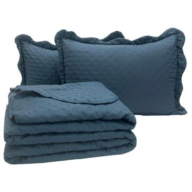 Imagem de Cobre Leito King Bold Dupla Face 300 Fios 3 Peças - Azul