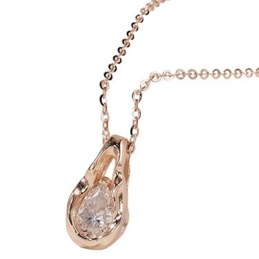 Imagem de Colar Moissanite, pingente de gota de água, banhado a ouro 18 K, prata S925, cor D Vvs1 Moissanite