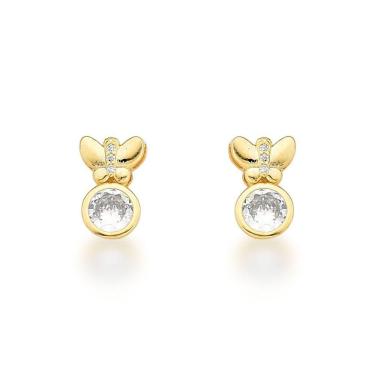 Imagem de Brinco Borboleta Com Ponto De Luz Banhado A Ouro 18k