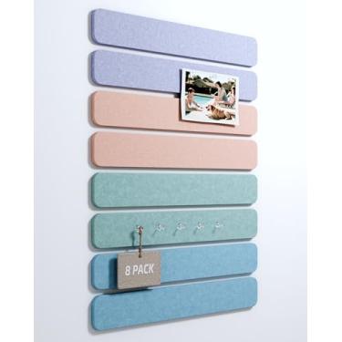 Imagem de Placa de cortiça alternativa de feltro com 8 unidades, 33 x 5 cm, placa de pinos de escritório com 50 pinos, instalação adesiva para porta de quarto e escritório em casa (coleção Misy Isle Shore)