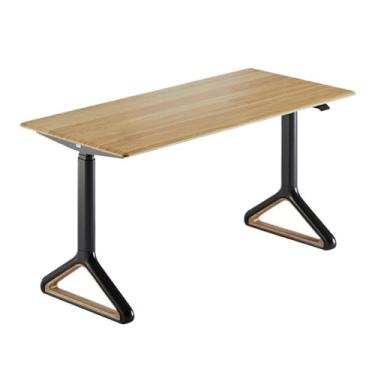Imagem de Mesa de trabalho Mesa de trabalho elétrica com altura ajustável, mesa moderna para escrever, madeira para sentar e levantar(Natural,M)