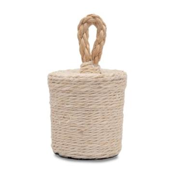 Imagem de Peso de Porta, Peso Segura Trava Porta Redondo Cilindrico Corda Sisal Total Cimento Concreto 1kg