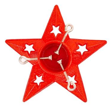 Imagem de Sungmor Suporte vintage para árvore de Natal de ferro fundido - Pentagrama Vermelho Base de árvore de metal resistente, parafusos ajustáveis para ajuste seguro - Suporte de árvore de Natal para