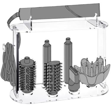 Imagem de Fiwochic Suporte de armazenamento compatível com Shark Flexstyle HD430C organizador de mesa para acessórios de armazenamento, suporte de acrílico para secador de cabelo com cabide para acessórios