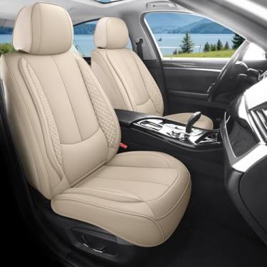 Imagem de Sxikin Conjunto completo de capas de assento de carro, luxuosas, de couro sintético, à prova d'água, antiderrapante, protetor de assento universal para a maioria dos carros, SUVs, caminhões, pick-ups