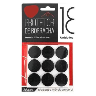 Imagem de 2 Kit 18 Protetores de Borracha Autoadesivos 2,5 cm Redondo Para Pés de Móveis Portas e Quadros Anti-Risco e Anti-Deslizante - Total 36 unidades