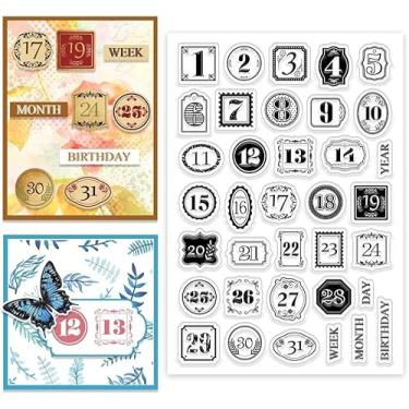 Imagem de Calendário de etiqueta vintage, selos transparentes de silicone, personalizados, carimbos de vários números para álbum de fotos faça você mesmo, criação de cartões decorativos, palavra, 15 x 11 x 0,3