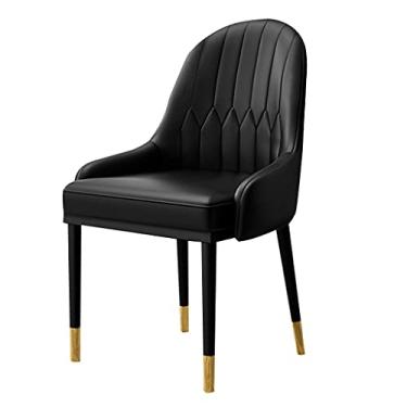 Imagem de Cadeira de jantar, cozinha, sala de jantar, móveis, cadeiras modernas de couro PU, cadeiras de jantar, cozinha, sala de estar, cadeira lateral de assento macio com encosto alto com pernas de metal, à