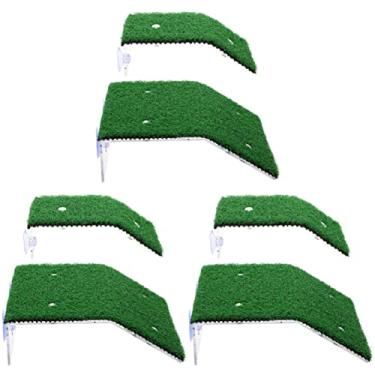 Imagem de 4 pçs tartaruga frade réptil descanso terraço tartaruga escalada plataforma tartaruga tanque plataforma simulação grama aquário decoração (cor: verde x 3 peças, tamanho: 21 x 20 x 6 cm x 3 peças)