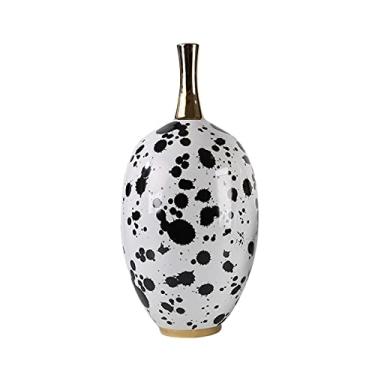 Imagem de Yalych Vaso decoração de vaso de estudo de escritório novo vaso de cerâmica de tinta chinesa modelo criativo hotel sala de estar arranjo de flores varanda branco decoração de casa (tamanho: grande)