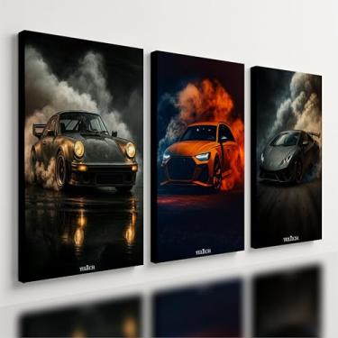 Imagem de Kit 3 Quadro Decorativo SuperCar Carro Esportivo Drift Moderno Luxo Qualidade Premium (40x28cm)