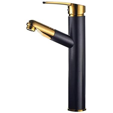 Imagem de Torneiras de cozinha Torneira misturadora de banheiro de alça única pia pia enchimento de banho latão água quente e fria torneira de bacia de furo único