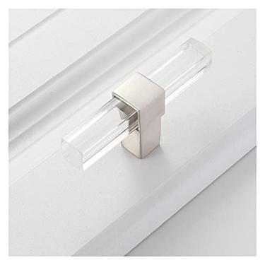 Imagem de Puxador de metal preto para móveis de cristal prateado puxador de porta de cozinha armário armário alça ajustável puxador de armário puxadores de armário