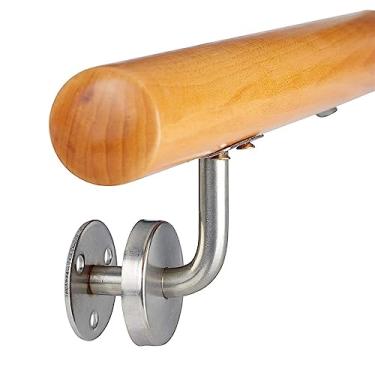 Imagem de Corrimãos de escada antiderrapantes de madeira maciça de madeira natural, uso doméstico contra a parede, grades internas do sótão para idosos, hastes de suporte de corredor (tamanho: 1,5 m)