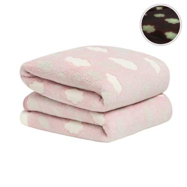 Imagem de Cobertor Infantil Bebê Antialérgico Macio Brilha no Escuro Fleece 110x100cm Embalagem Plástica (Nuvem Rosa)