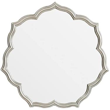 Imagem de Espelho de parede veneziano moderno decoração espelho suspenso moldura MDF espelho de destaque espelho de banheiro para casa sala de estar quarto, redondo 61 cm/70 cm/80 cm ()