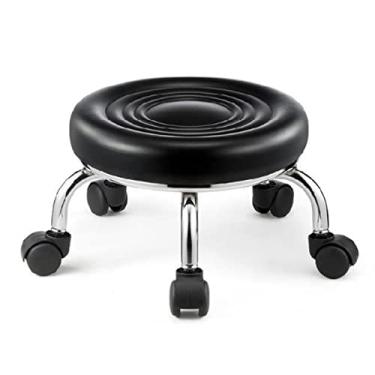 Imagem de Banqueta de pedicure banquinho baixo para pedicure, banquinho de rolamento pequeno com rodas para loja garagem jardim bancos de rolamento baixo portátil banco de rolo redondo multifuncional (tamanho
