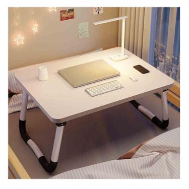 Imagem de Mesa de laptop, mesa baixa de cama, cama para mesa de TV, bandeja de colo mesa de pé portátil, mesa dobrável para laptop, suporte de leitura e escrita com gaveta para cama, sofá, chão (cinza, gaveta