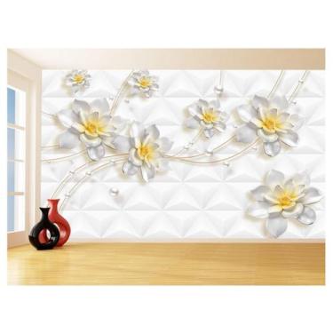 Imagem de Papel De Parede 3D Floral Textura Sala Flores 3,5M Xfl276 - Você Decor