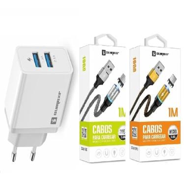 Imagem de Carregador Rápido Original Sumexr + 2 Cabos Magnético para Celular Moto G5 G5S Plus