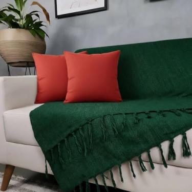 Imagem de Genérico, Kit Manta Para Sofá Verde + 2 Capas De Almofada Com Zíper Cor:09