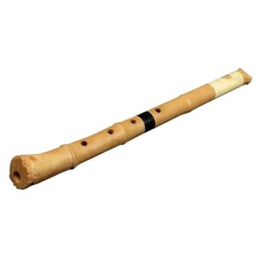 Imagem de Flauta de bambu de madeira resina Shakuhachi 5 furos D Tune instrumento de madeira Youdi com raiz Non Nanxiao