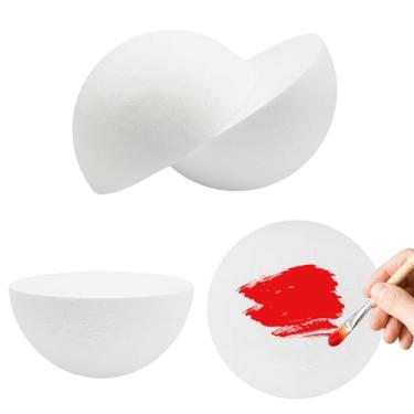 Imagem de Cheardia Pacote com 4 bolas de meia espuma, grandes bolas redondas de isopor para fazer arte floral, decorações de festas de fim de ano, projetos de artesanato doméstico DIY, 19 cm - branco