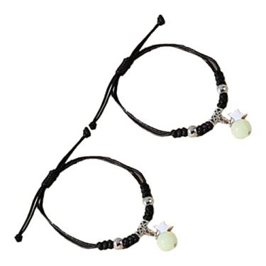 Imagem de Naroote Pulseira de Casal Com Pingente de Estrela Ajustável Brilhante Escura, Pulseira de Casal Resistente Ao Desbotamento para o Dia Dos Namorados, Uso Diário, Preta, Unissex