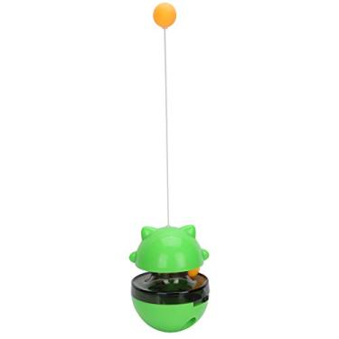 Imagem de Naroote Delicioso Alimentador de Gato Brinquedo Multifuncional Distribuição de Alimentos Abs Rolamento para Tumbler Bola Treinamento Brinquedos Interativos para Gatos Internos (Verde)