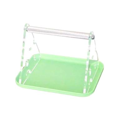 Imagem de Generic Poleiro de mesa para pássaros, suporte para treinamento de aves, afiação de garras e bicos, com bandeja para dejetos, para pássaros de pequeno e médio, Verde