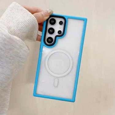 Imagem de Capa protetora magnética com absorção de impacto para carregamento do Samsung Galaxy S25 S24 Ultra Plus (para Galaxy S24 Ultra/Azul)