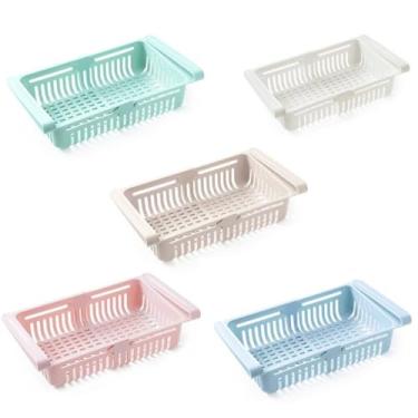Imagem de Organizador Multiuso Retrátil para Geladeira, Plástico, 27x16x7,5 cm, Disponível em Cores Sortidas, Divisória com Puxador