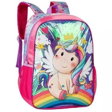 Imagem de Mochila de Costas Grande 40cm Unicórnio Holográfica Clio UN3495J