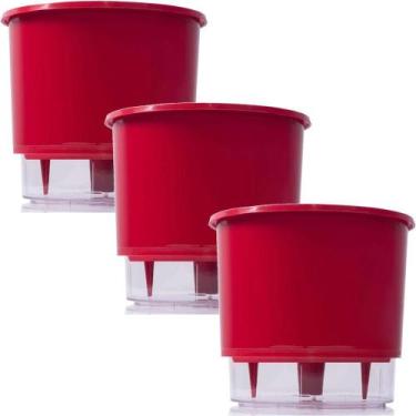 Imagem de Kit 3 Vaso Raiz Autoirrigavel 21X18 Vermelho Planta Temperos