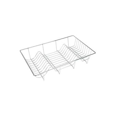 Imagem de Escorredor de Louça Aramado, Ferro Cromado, 48x31x9 cm, 18 Pratos, Organizador de Bancada